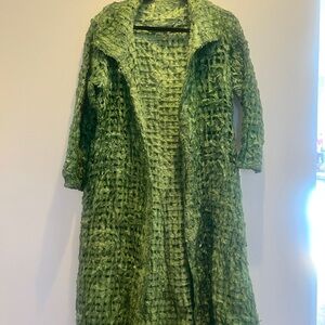 KIYO Mint Green Textured Open Weave Jacket
